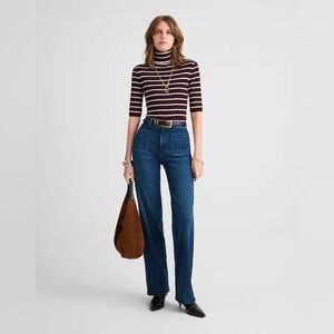 Madewell The Emmett Wide Leg Full Length Jean Patch Pocket Nighthawk Size 28